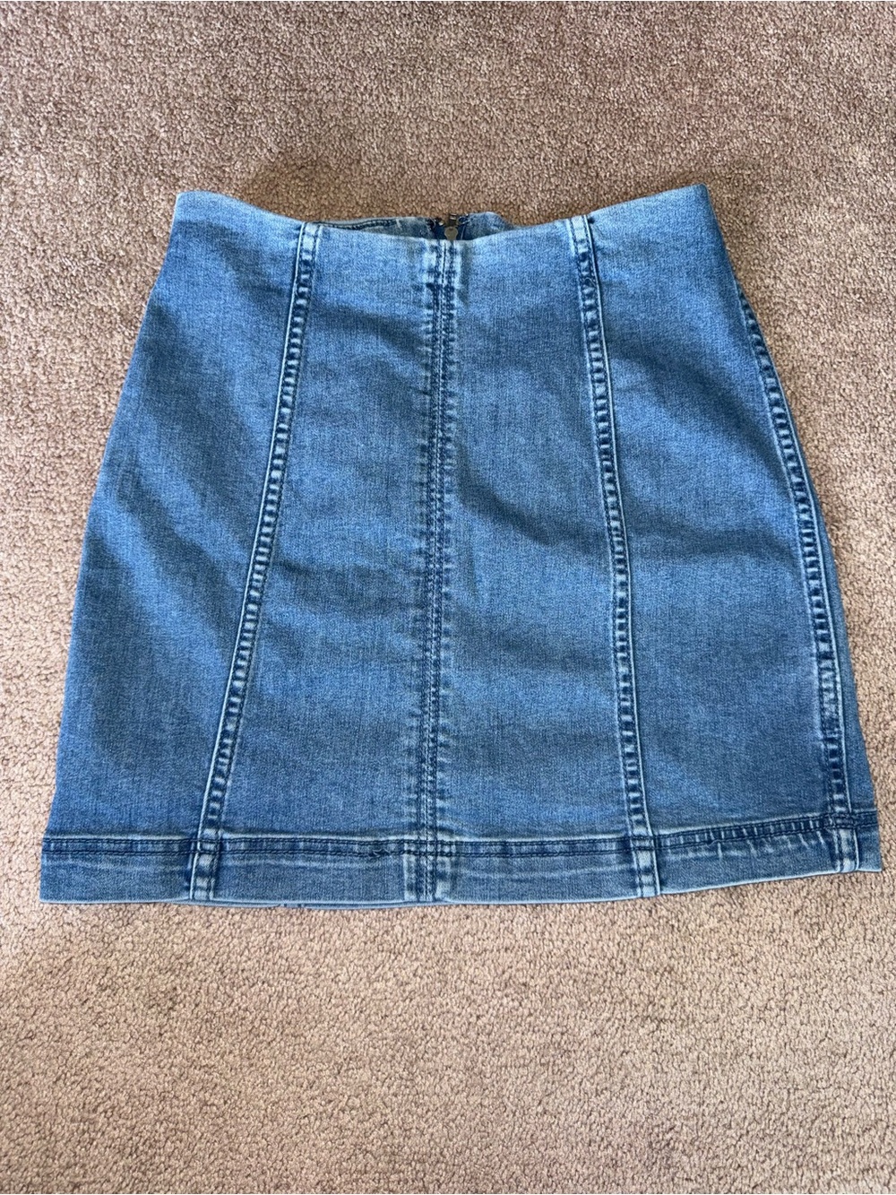 Free People Light Blue Denim Panel Mini Skirt